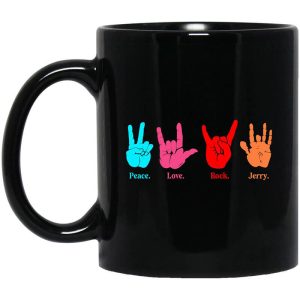 Peace Love Rock Jerry Garcia Grateful Dead Mug