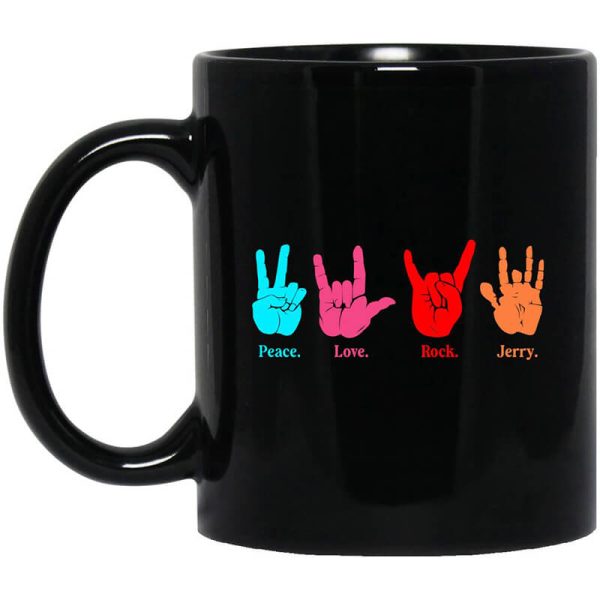 Peace Love Rock Jerry Garcia Grateful Dead Mug