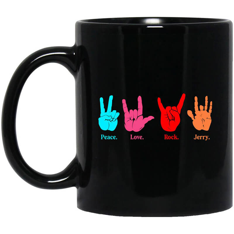 Peace Love Rock Jerry Garcia Grateful Dead Mug Peace Love Rock Jerry Garcia Grateful Dead Mug
