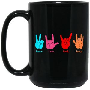 Peace Love Rock Jerry Garcia Grateful Dead Mug