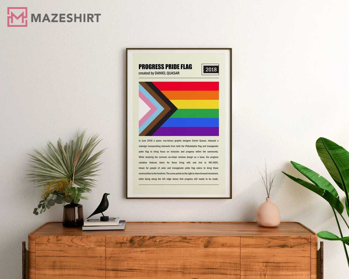 Progress Pride Flag LGBTQ Wall Art Poster Progress Pride Flag LGBTQ Wall Art Poster