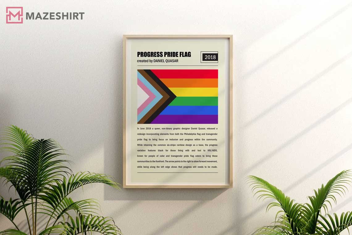 Progress Pride Flag LGBTQ Wall Art Poster Progress Pride Flag LGBTQ Wall Art Poster