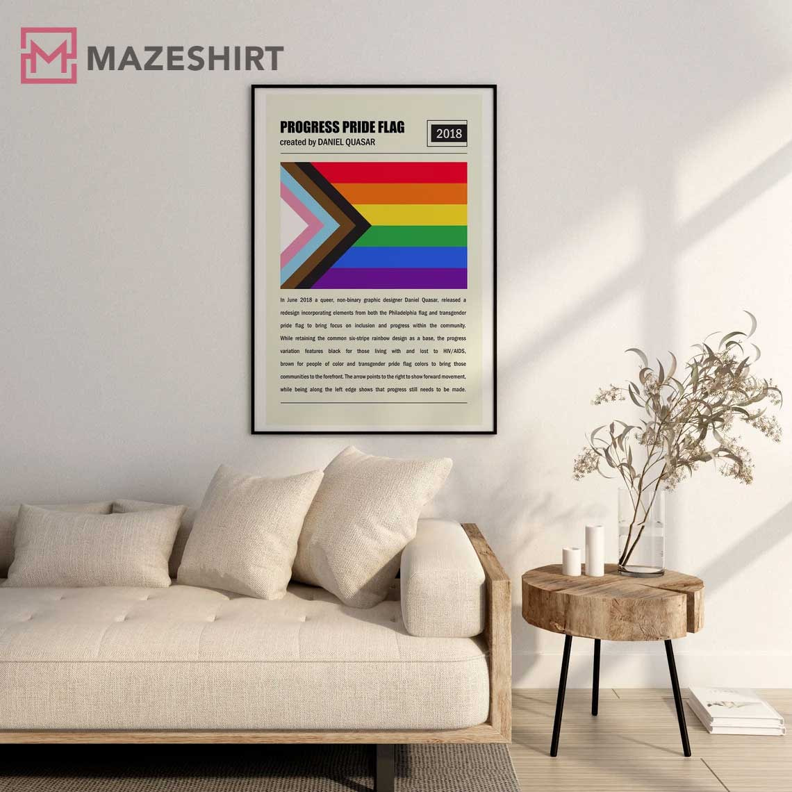 Progress Pride Flag LGBTQ Wall Art Poster Progress Pride Flag LGBTQ Wall Art Poster