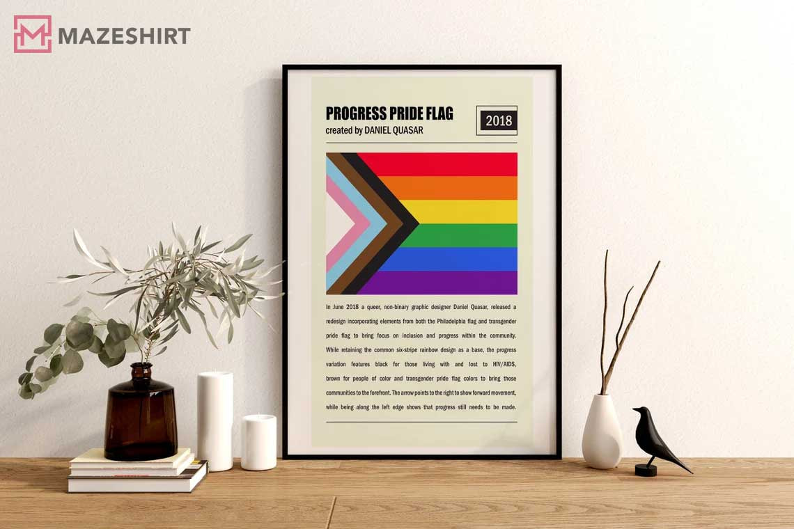 Progress Pride Flag LGBTQ Wall Art Poster Progress Pride Flag LGBTQ Wall Art Poster