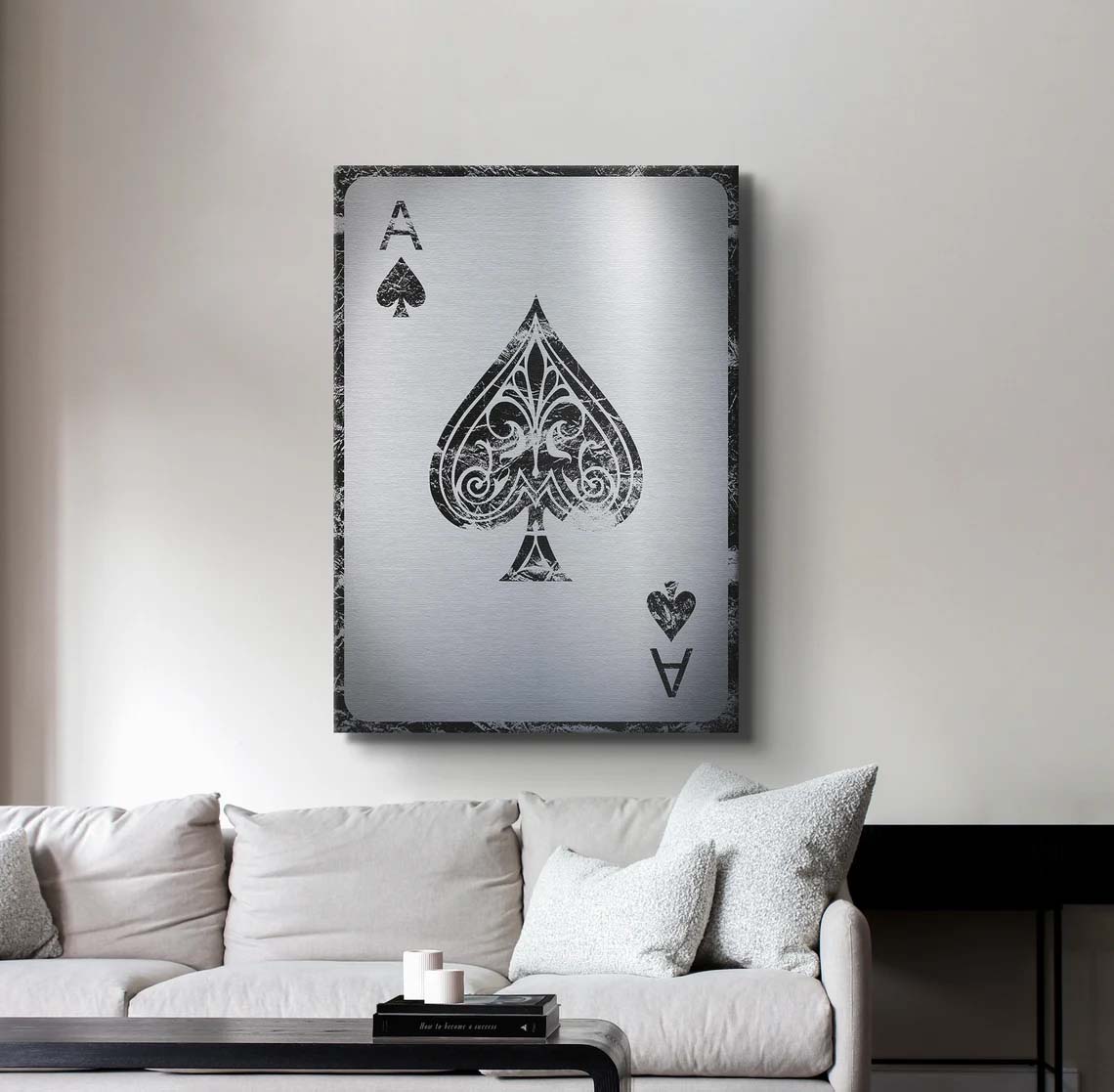 Silver Ace Of Spades Card Canvas Poster Silver Ace Of Spades Card Canvas Poster