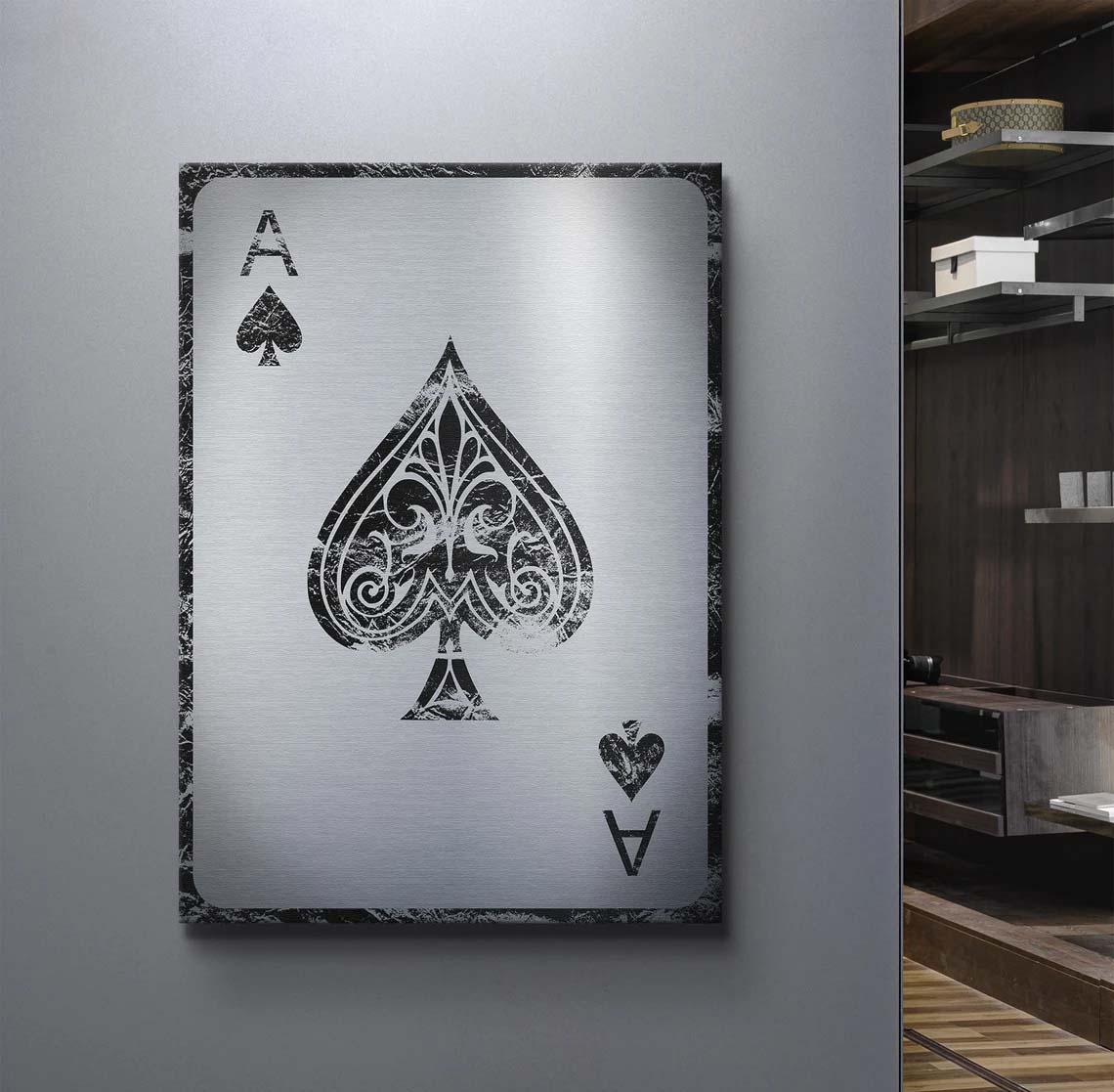 Silver Ace Of Spades Card Canvas Poster Silver Ace Of Spades Card Canvas Poster