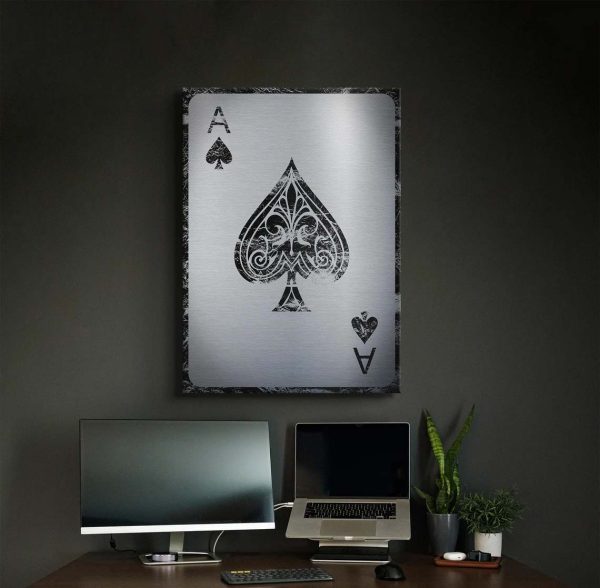 Silver Ace Of Spades Card Canvas Poster