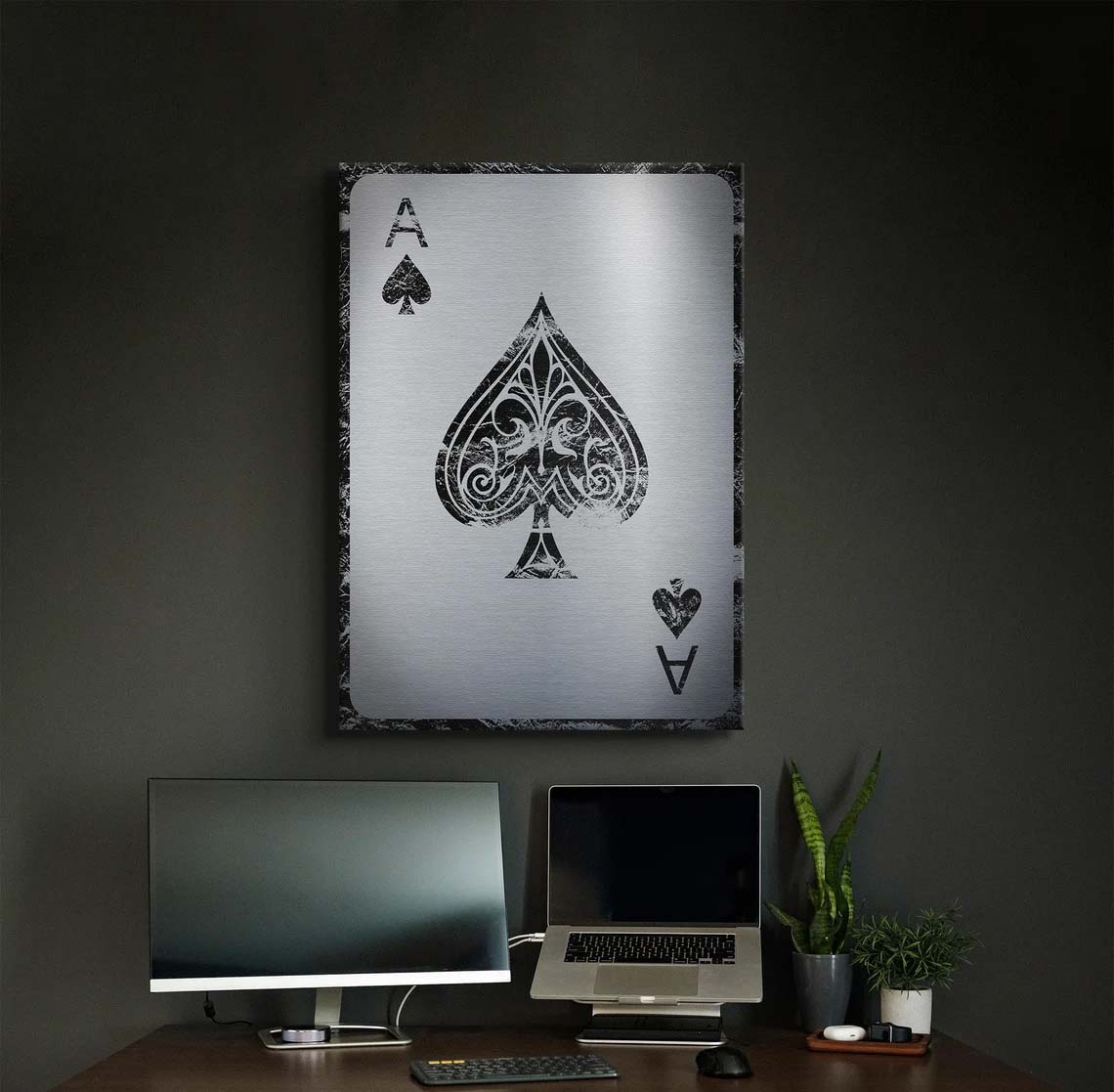 Silver Ace Of Spades Card Canvas Poster Silver Ace Of Spades Card Canvas Poster