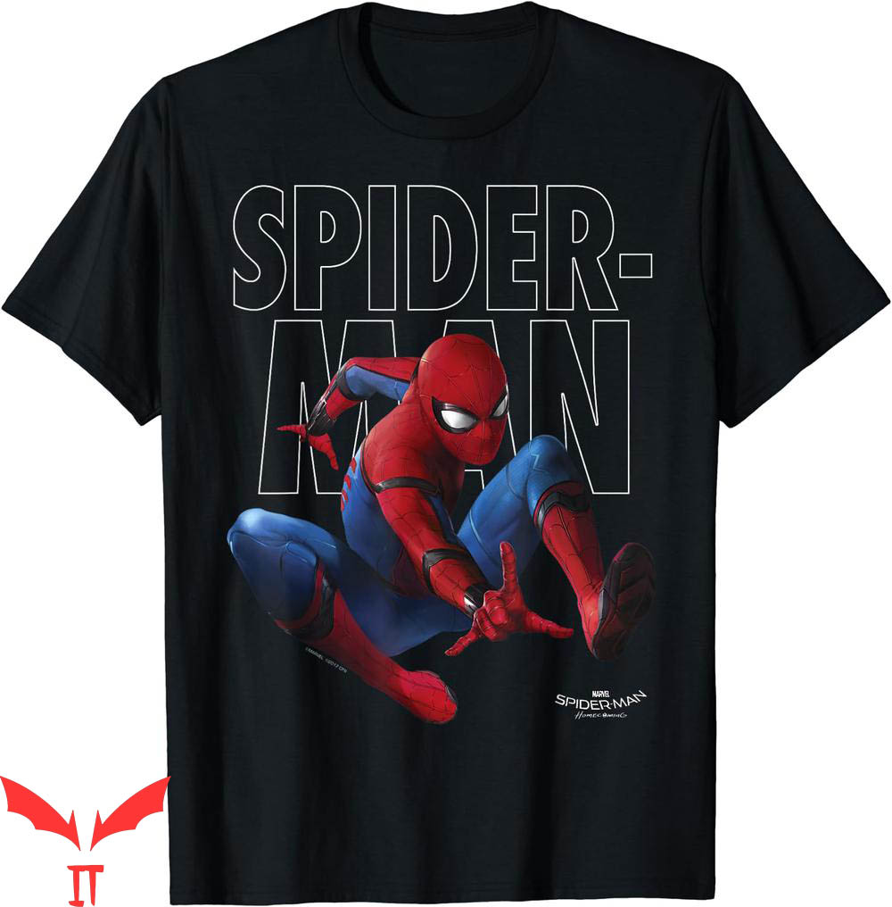 Spider Man T-Shirt Marvel Homecoming Outlined Epic Jump Pose Spider Man T-Shirt Marvel Homecoming Outlined Epic Jump Pose