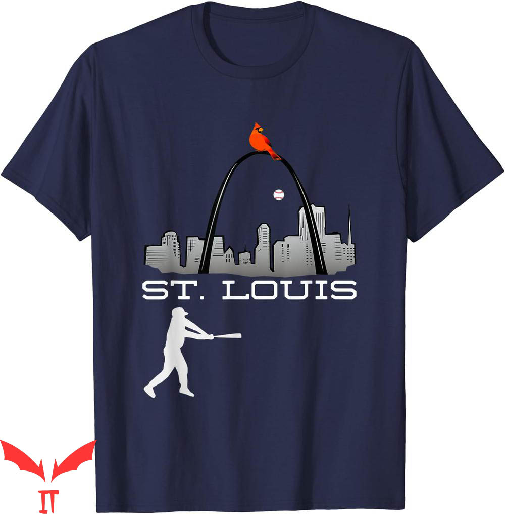 St Louis T-Shirt Cardinal Skyline Baseball Player St Louis T-Shirt Cardinal Skyline Baseball Player