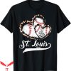 St Louis T-Shirt Vintage Leopard Heart Baseball