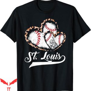 St Louis T-Shirt Vintage Leopard Heart Baseball