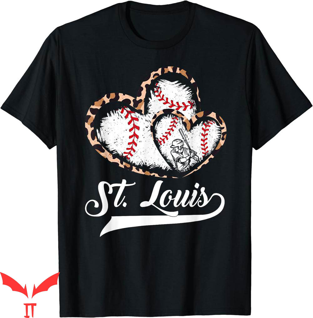 St Louis T-Shirt Vintage Leopard Heart Baseball St Louis T-Shirt Vintage Leopard Heart Baseball