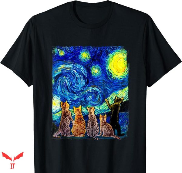 Starry Night T-shirt Starry Night Cat Womens Cat