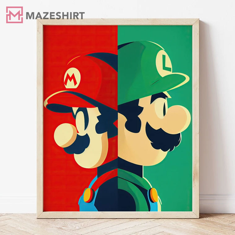 Super Mario and Luigi Wall Art Poster Super Mario and Luigi Wall Art Poster