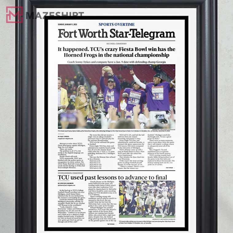 TCU Horned Frogs Fiesta Bowl Front Page Print Poster TCU Horned Frogs Fiesta Bowl Front Page Print Poster