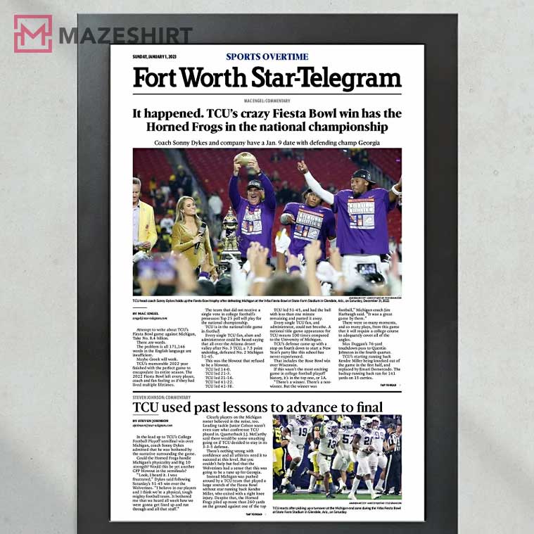 TCU Horned Frogs Fiesta Bowl Front Page Print Poster TCU Horned Frogs Fiesta Bowl Front Page Print Poster