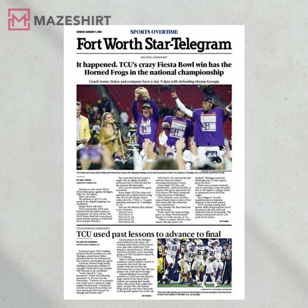 TCU Horned Frogs Fiesta Bowl Front Page Print Poster