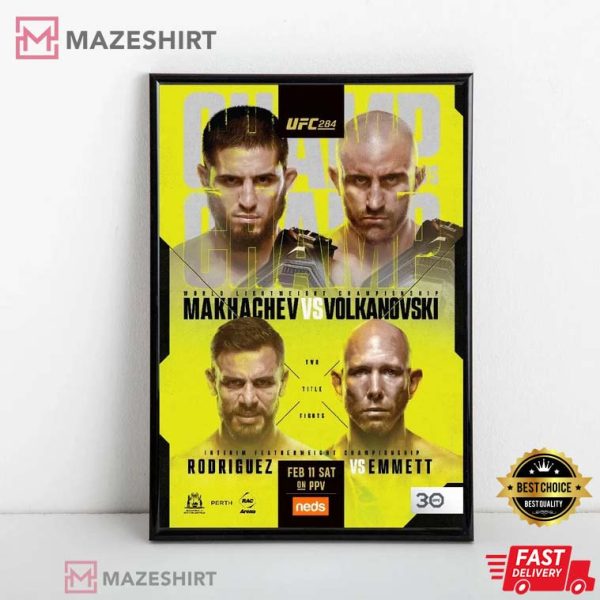 UFC Makhachev Volkanovski Rodriguez Emmett Poster