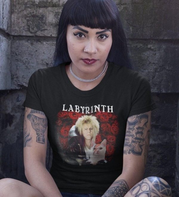 Vintage Labyrinth David Bowie Cat Graphic Unisex T-shirt – Apparel, Mug, Home Decor – Perfect Gift For Everyone