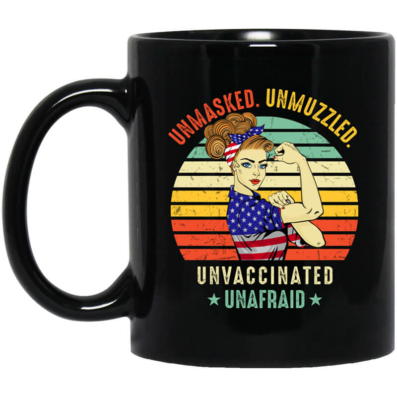 Vintage Unmasked Unmuzzled Unvaccinated Unafraid USA Flag Mug Vintage Unmasked Unmuzzled Unvaccinated Unafraid USA Flag Mug