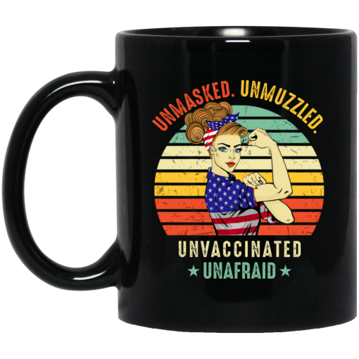 Vintage Unmasked Unmuzzled Unvaccinated Unafraid USA Flag Mug Vintage Unmasked Unmuzzled Unvaccinated Unafraid USA Flag Mug