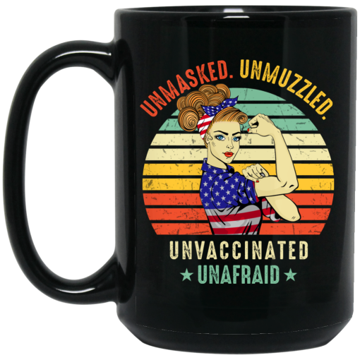 Vintage Unmasked Unmuzzled Unvaccinated Unafraid USA Flag Mug Vintage Unmasked Unmuzzled Unvaccinated Unafraid USA Flag Mug