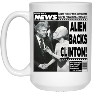 Vintage World News Alien Backs Clinton Mug