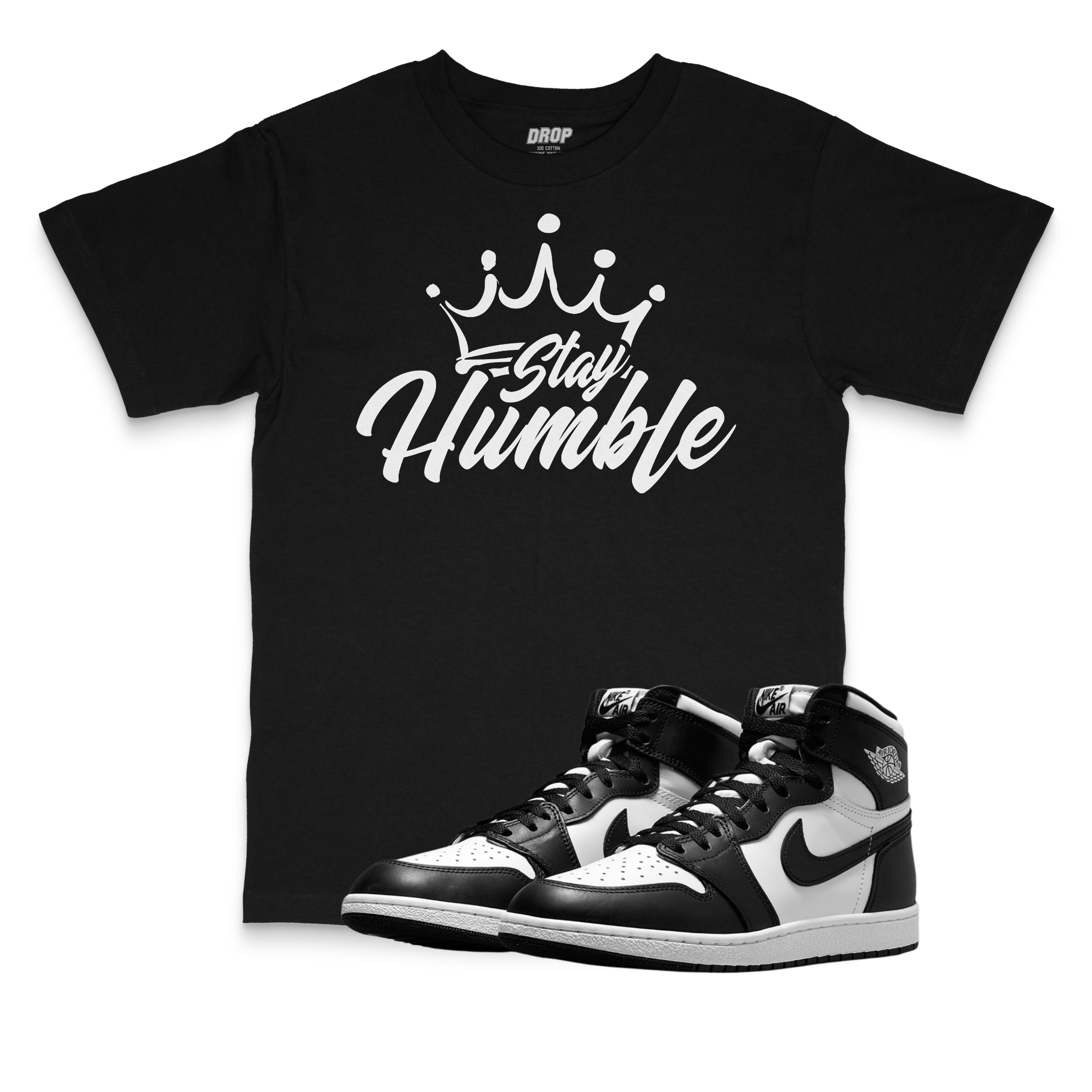 Air Jordan 1 High '85 Black & White I Stay Humble Sneaker Matching T-Shirt Air Jordan 1 High '85 Black & White I Stay Humble Sneaker Matching T-Shirt