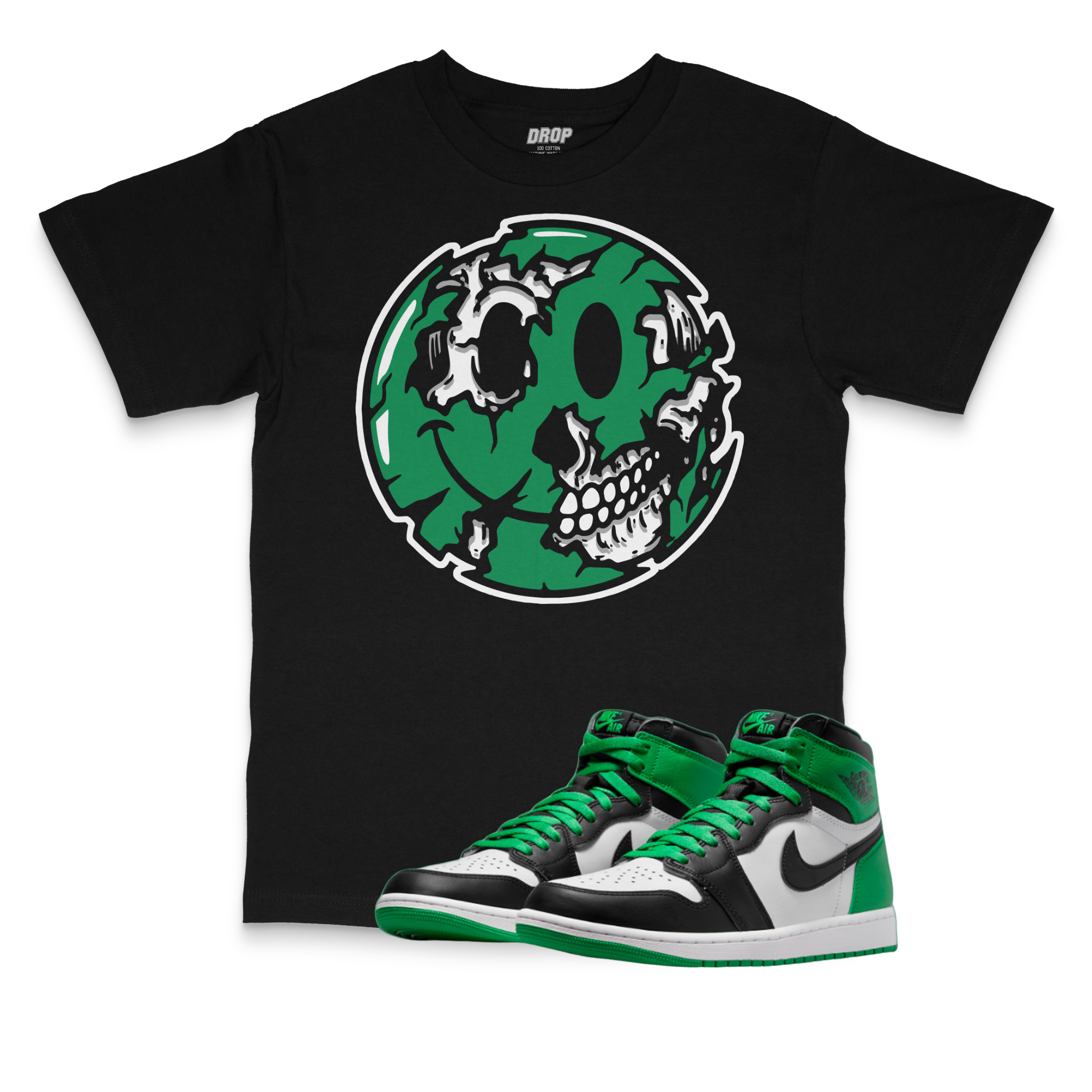 Air Jordan 1 High OG Celtics I Smiley Face Sneaker Matching T-Shirt Air Jordan 1 High OG Celtics I Smiley Face Sneaker Matching T-Shirt