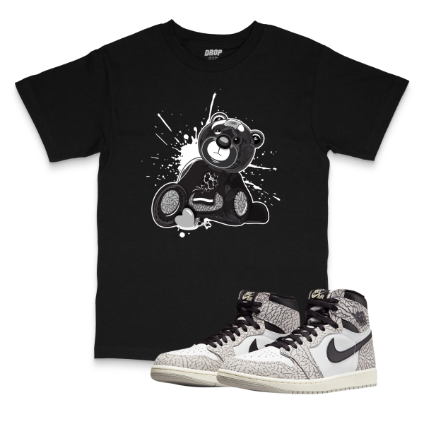 Air Jordan 1 High OG White Cement I Bear Sneaker Matching T-Shirt