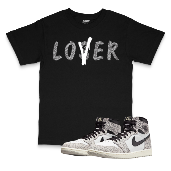 Air Jordan 1 High OG White Cement I LoserLover Sneaker Matching T-Shirt