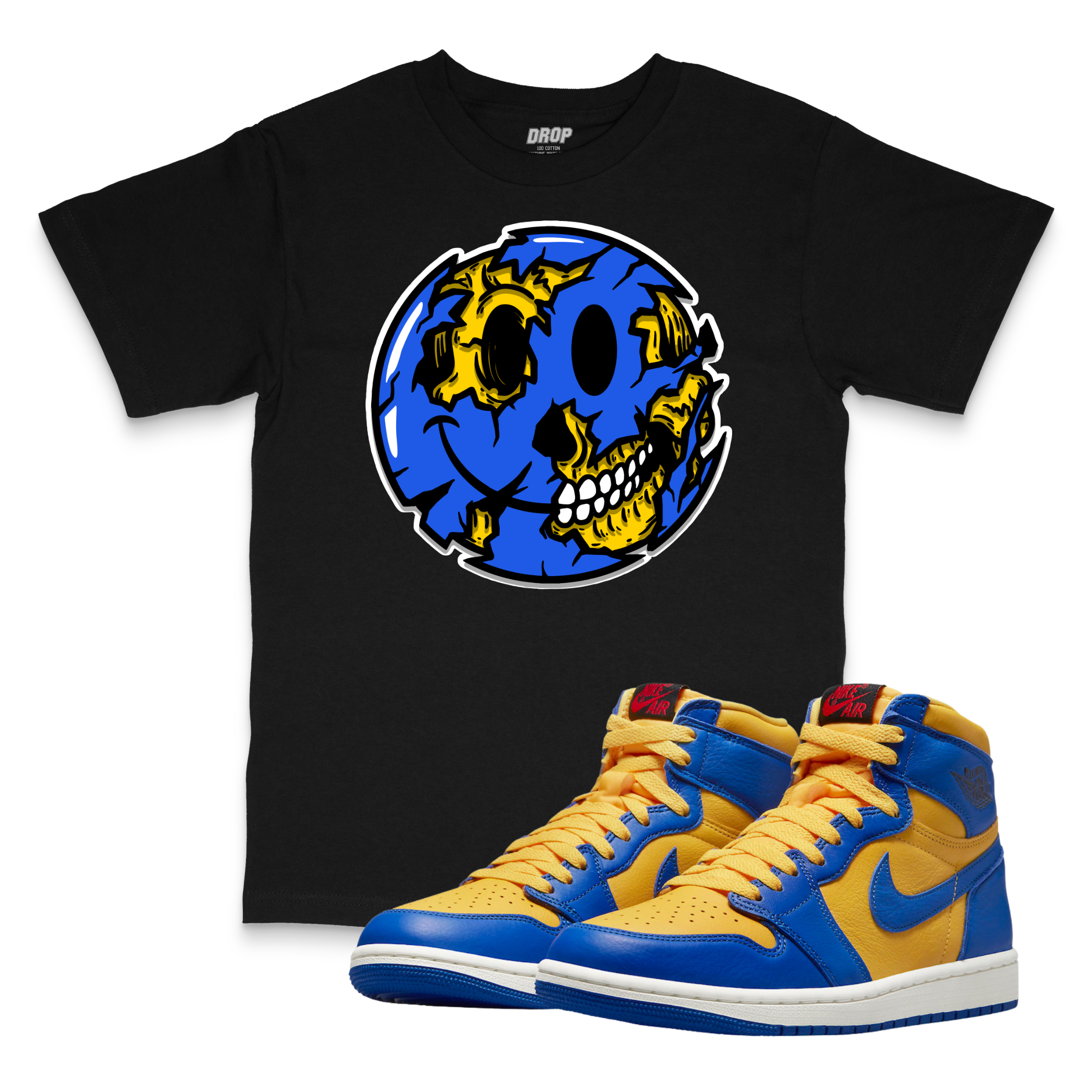 Air Jordan 1 Reverse Laney I Smiley Face Sneaker Matching T-Shirt Air Jordan 1 Reverse Laney I Smiley Face Sneaker Matching T-Shirt