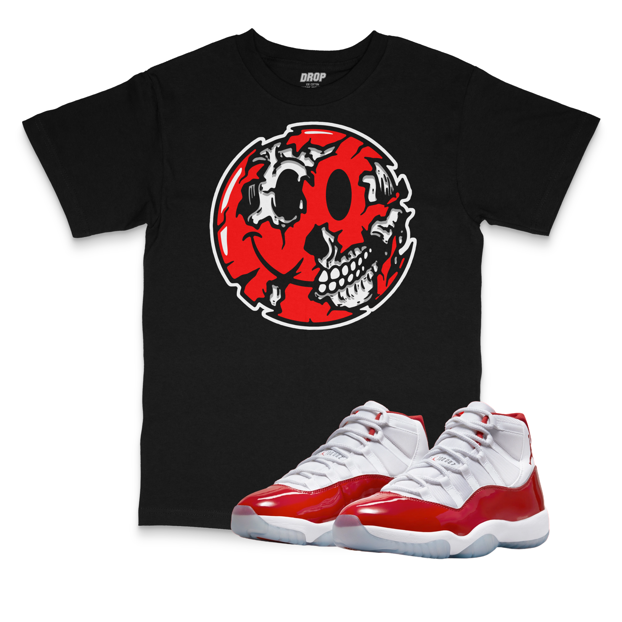Air Jordan 11 Cherry I Smiley Face T-Shirt Air Jordan 11 Cherry I Smiley Face T-Shirt