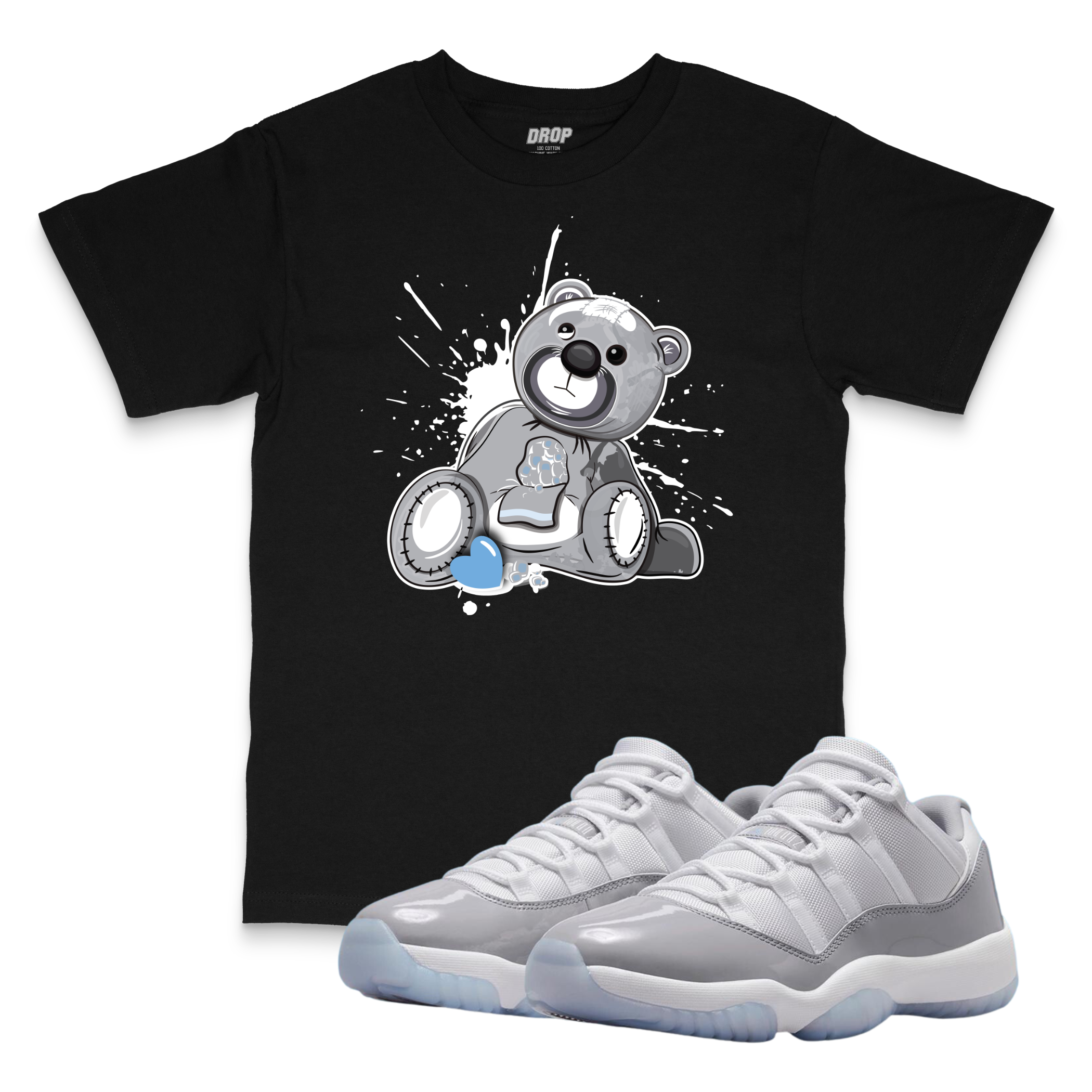 Air Jordan 11 Low Cement Grey I Bear Sneaker Matching T-Shirt Air Jordan 11 Low Cement Grey I Bear Sneaker Matching T-Shirt