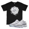 Air Jordan 11 Low Cement Grey I Smiley Splatter Sneaker Matching T-Shirt