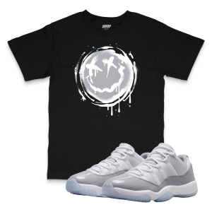 Air Jordan 11 Low Cement Grey I Smiley Splatter Sneaker Matching T-Shirt