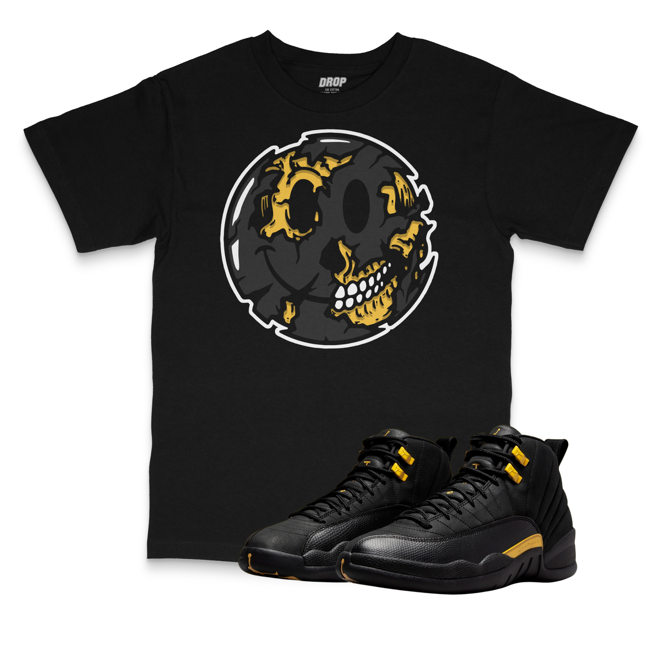 Air Jordan 12 Black Taxi I Smiley Face T-Shirt Air Jordan 12 Black Taxi I Smiley Face T-Shirt