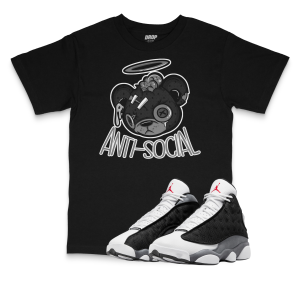 Air Jordan 13 Black Flint I Anti-Social Bear Sneaker Matching T-Shirt