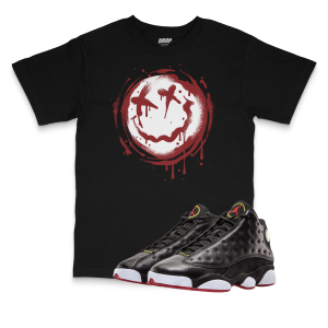 Air Jordan 13 Playoffs I Smiley Splatter Sneaker Matching T-Shirt