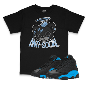 Air Jordan 13 UNC l Anti-Social Bear T-Shirt