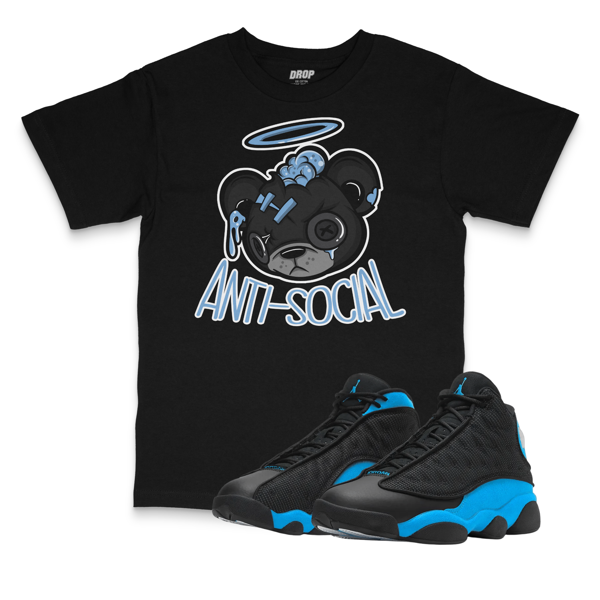 Air Jordan 13 UNC l Anti-Social Bear T-Shirt Air Jordan 13 UNC l Anti-Social Bear T-Shirt