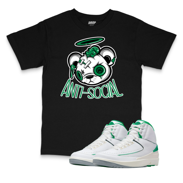 Air Jordan 2 Lucky Green I Anti-Social Bear Sneaker Matching T-Shirt