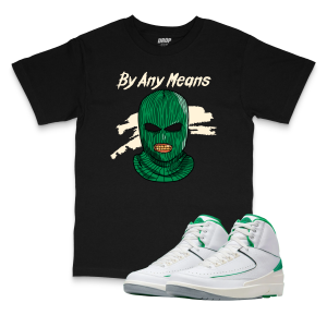 Air Jordan 2 Lucky Green I By Any Means Sneaker Matching T-Shirt