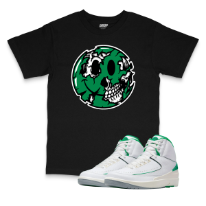 Air Jordan 2 Lucky Green I Smiley Face Sneaker Matching T-Shirt