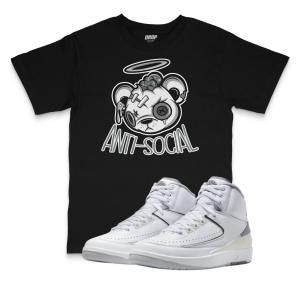 Air Jordan 2 Neutral Grey I Anti-Social Bear Sneaker Matching T-Shirt