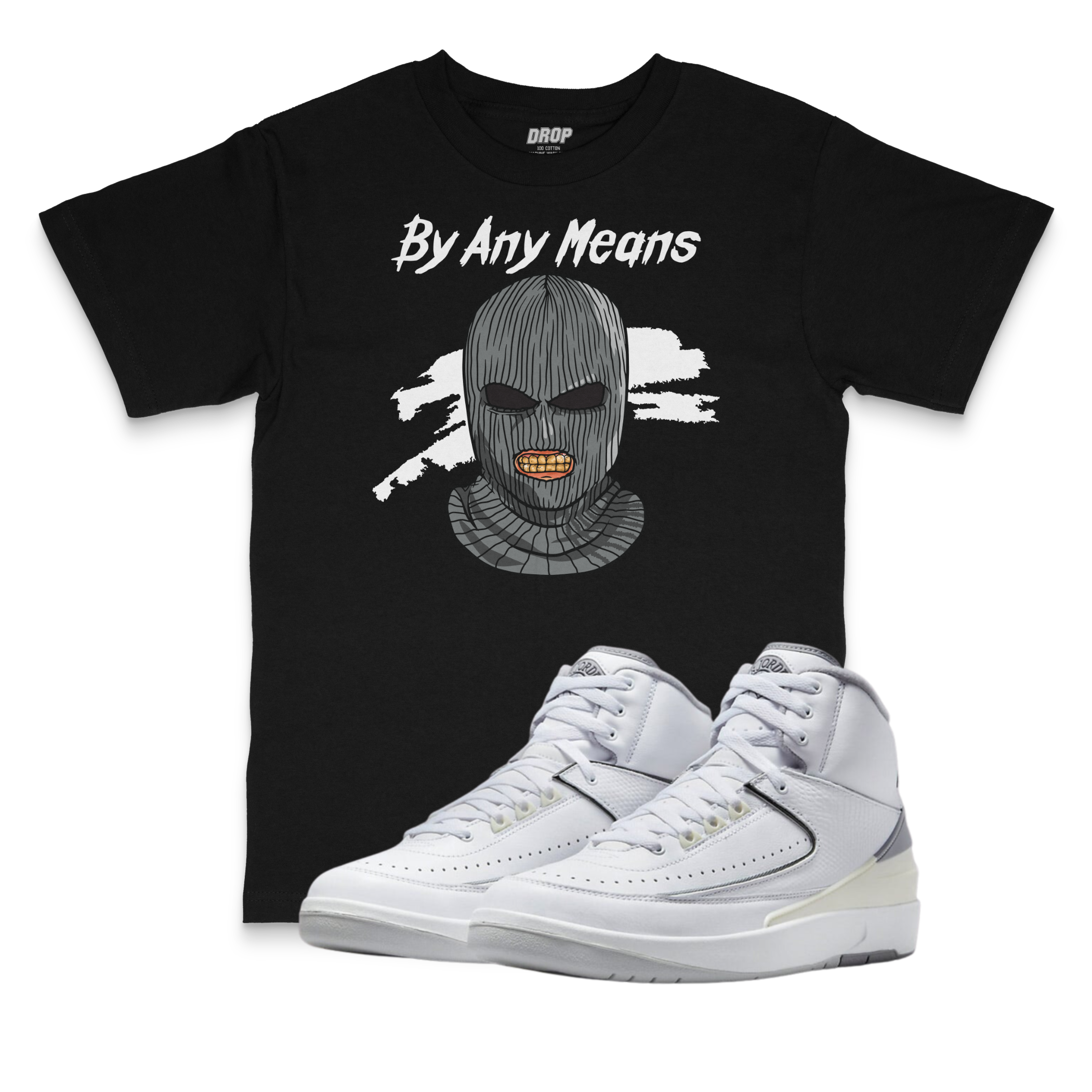 Air Jordan 2 Neutral Grey I By Any Means Sneaker Matching T-Shirt Air Jordan 2 Neutral Grey I By Any Means Sneaker Matching T-Shirt