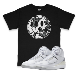 Air Jordan 2 Neutral Grey I Smiley Face Sneaker Matching T-Shirt