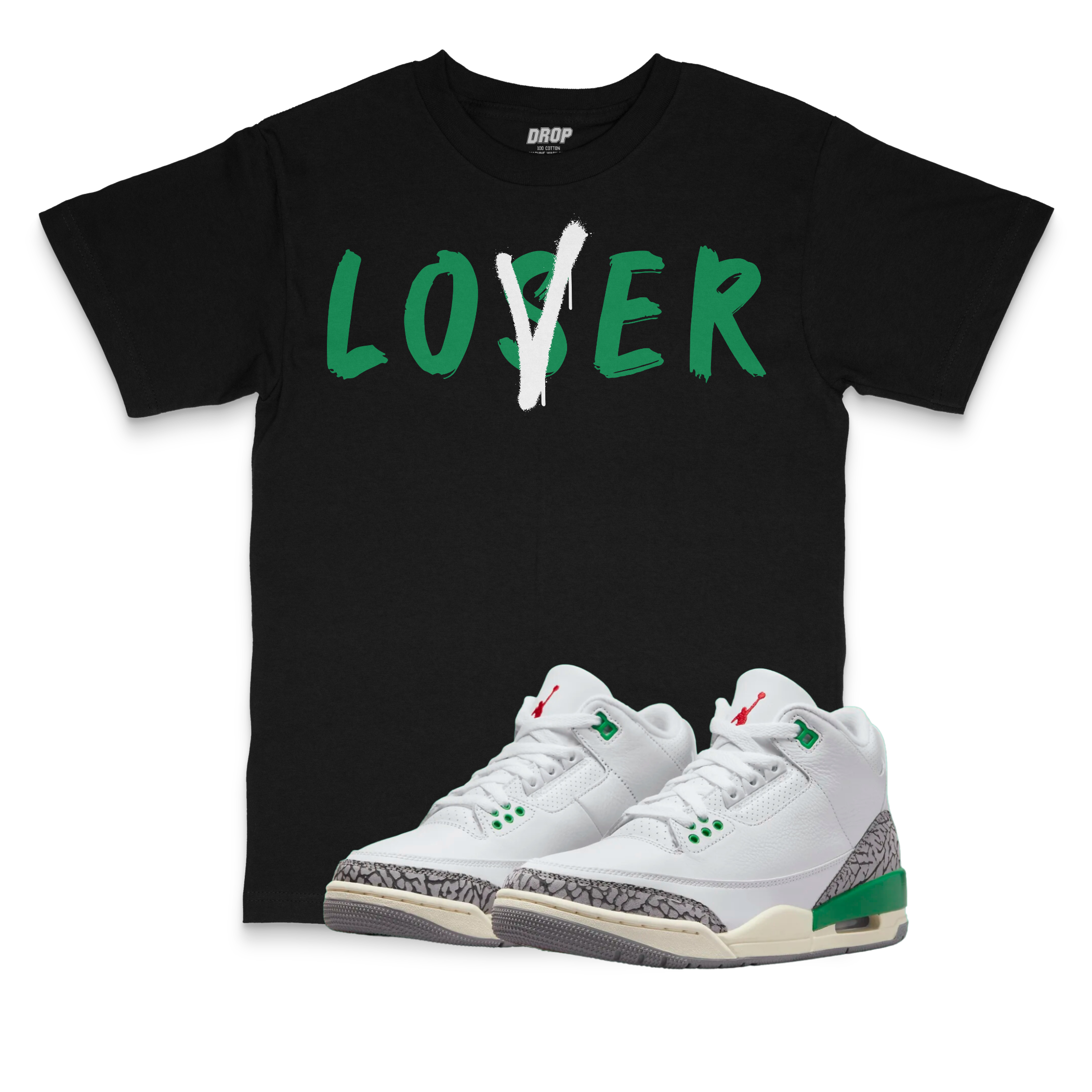 Air Jordan 3 WMNS Lucky Green I LoserLover Sneaker Matching T-Shirt Air Jordan 3 WMNS Lucky Green I LoserLover Sneaker Matching T-Shirt