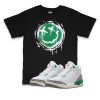 Air Jordan 3 WMNS Lucky Green I Smiley Splatter Sneaker Matching T-Shirt